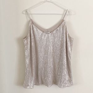 LOFT Silver Sparkle Flowy Camisole Blouse (L)